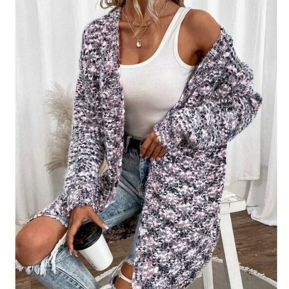 Marled Knit Duster knit sweater Cardigan - Picture 2 of 7